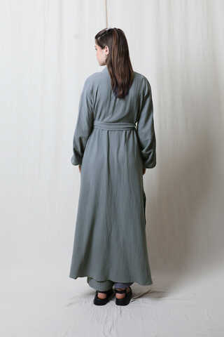 Müslin Abaya Takım Koyu Gri - 8