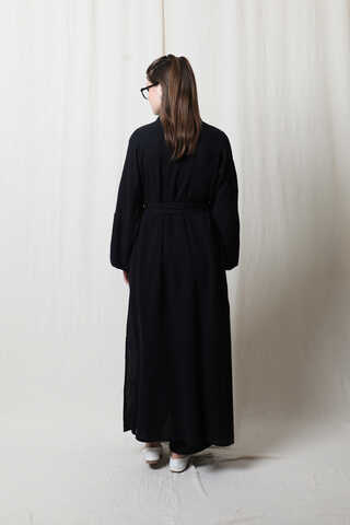 Müslin Abaya Takım Siyah - 7