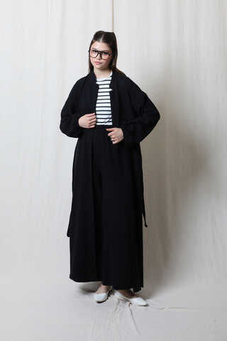 Müslin Abaya Takım Siyah - 1