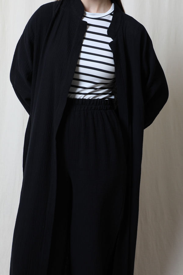 Müslin Abaya Takım Siyah - 3