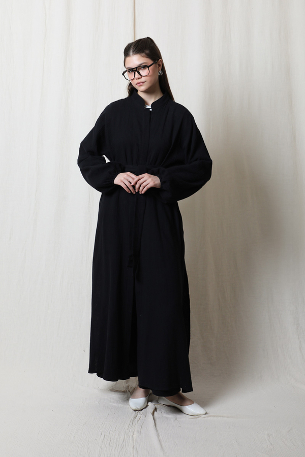Müslin Abaya Takım Siyah - 2