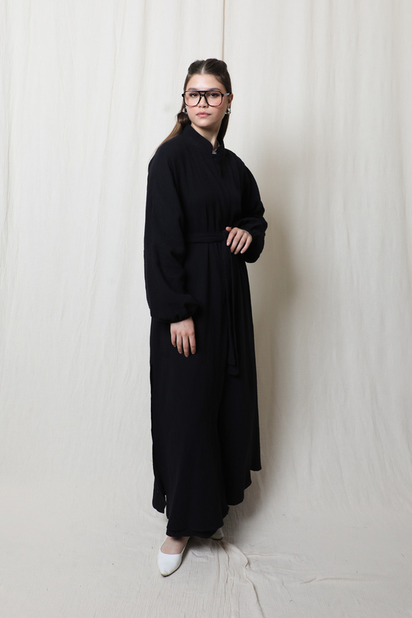 Müslin Abaya Takım Siyah - 6