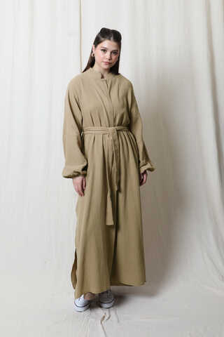 Müslin Abaya Takım Vizon - 5