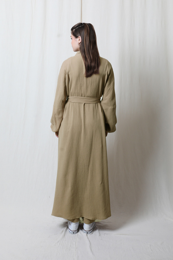 Müslin Abaya Takım Vizon - 6