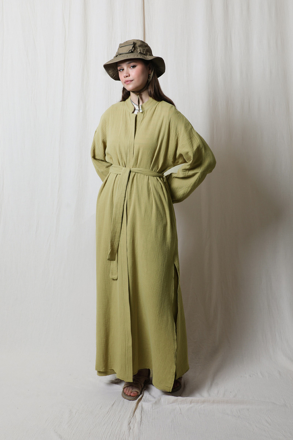 Müslin Abaya Takım Yağ Yeşili - 3