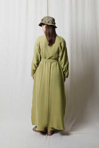 Müslin Abaya Takım Yağ Yeşili - 9