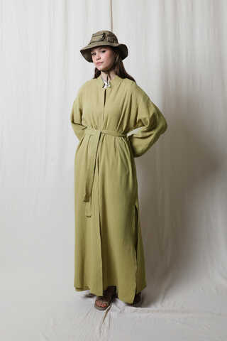 Müslin Abaya Takım Yağ Yeşili - 3
