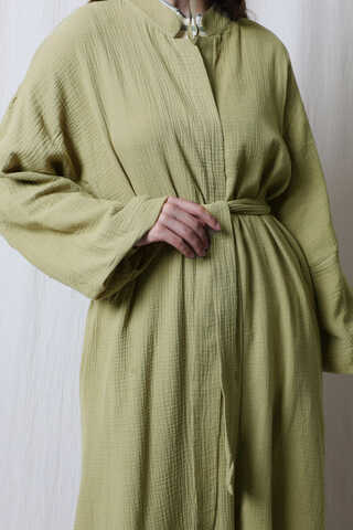 Müslin Abaya Takım Yağ Yeşili - 8