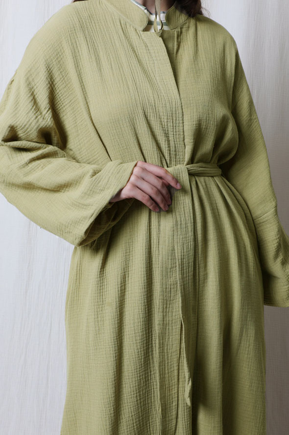Müslin Abaya Takım Yağ Yeşili - 8