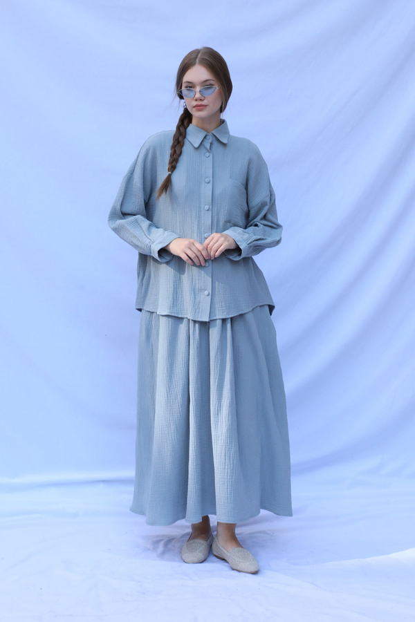 Müslin Etek Takım Bebe Mavisi 