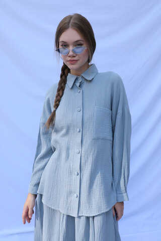 Müslin Etek Takım Bebe Mavisi - 7