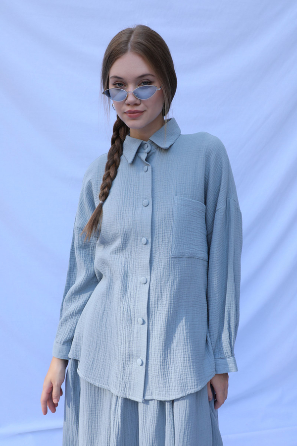 Müslin Etek Takım Bebe Mavisi - 7