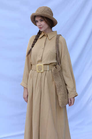 Müslin Etek Takım Bej - 5