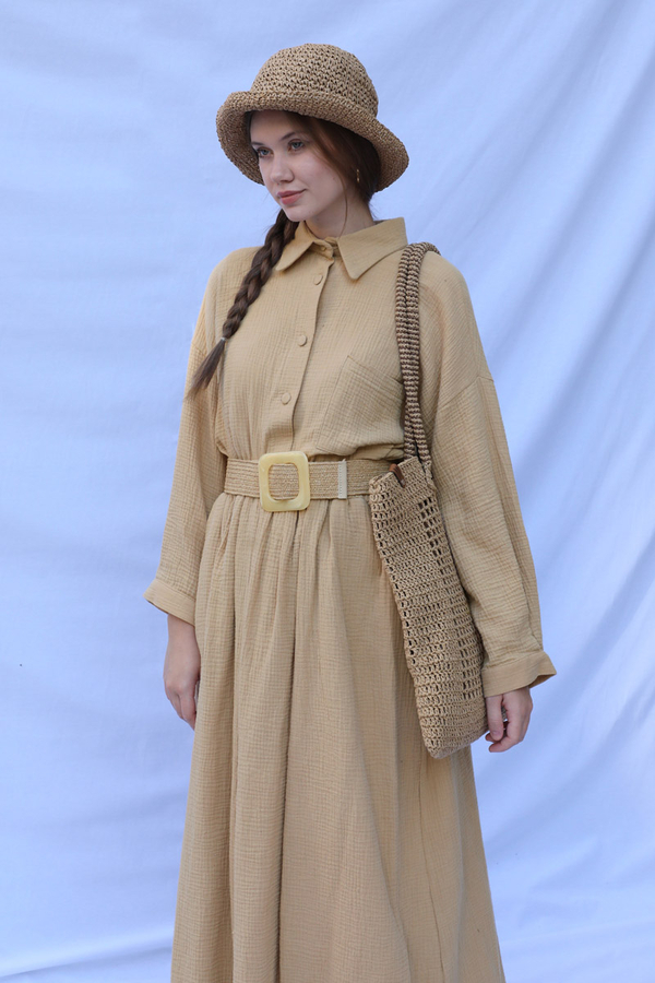 Müslin Etek Takım Bej - 5