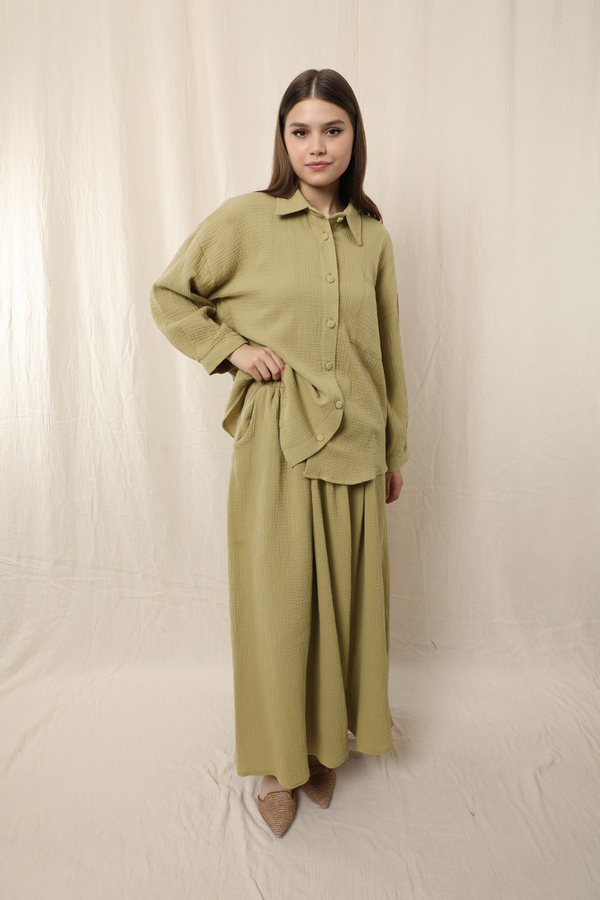 Müslin Etek Takım Haki - 5