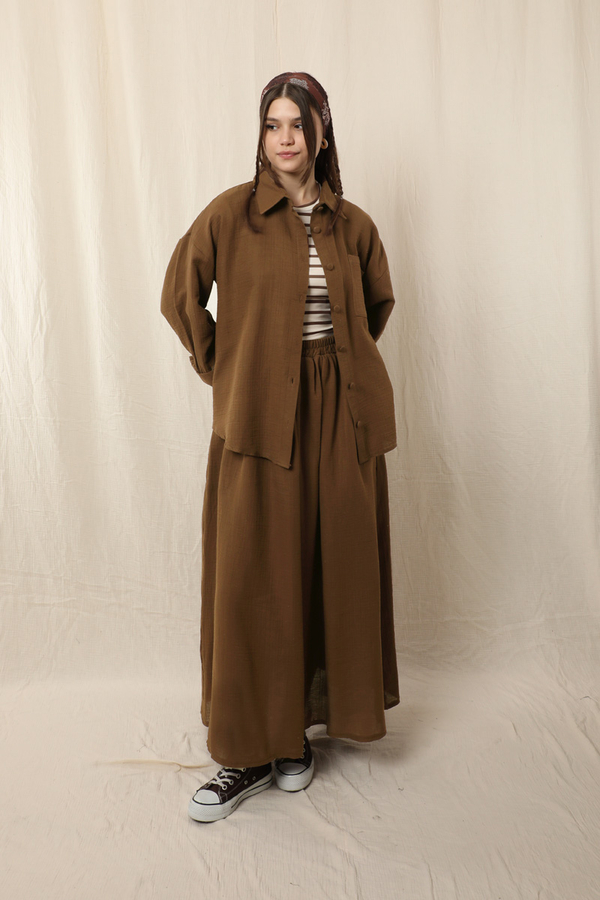 Müslin Etek Takım Kahverengi - 2