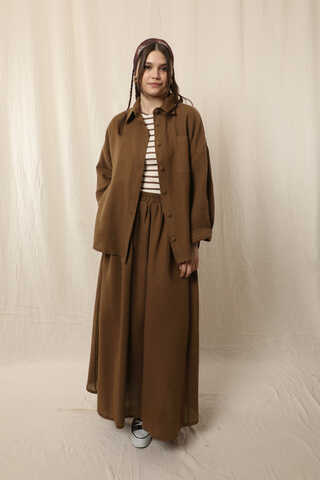 Müslin Etek Takım Kahverengi - 4