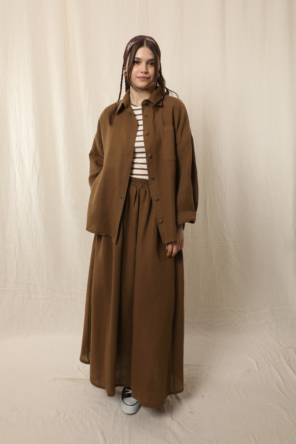 Müslin Etek Takım Kahverengi - 4