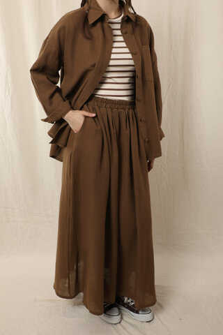 Müslin Etek Takım Kahverengi - 3