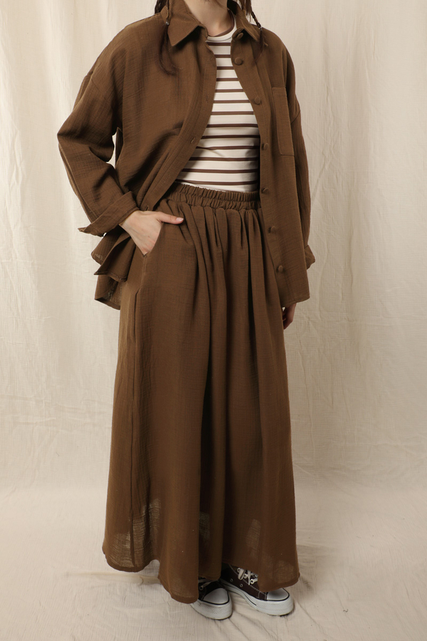 Müslin Etek Takım Kahverengi - 3