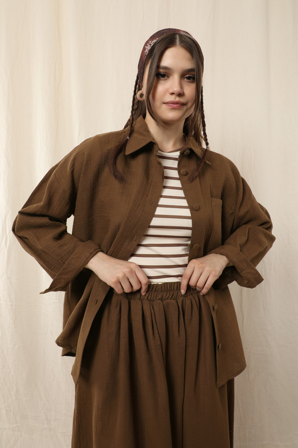 Müslin Etek Takım Kahverengi - 1