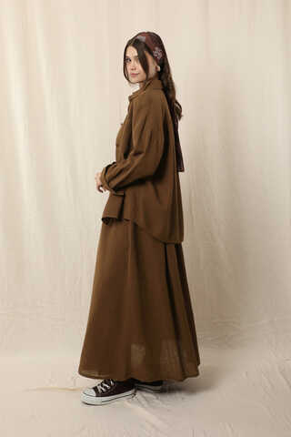 Müslin Etek Takım Kahverengi - 6