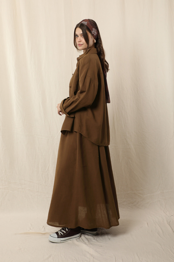 Müslin Etek Takım Kahverengi - 6