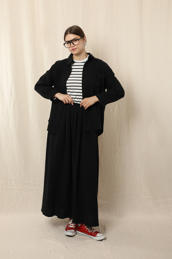 Müslin Etek Takım Siyah - 1