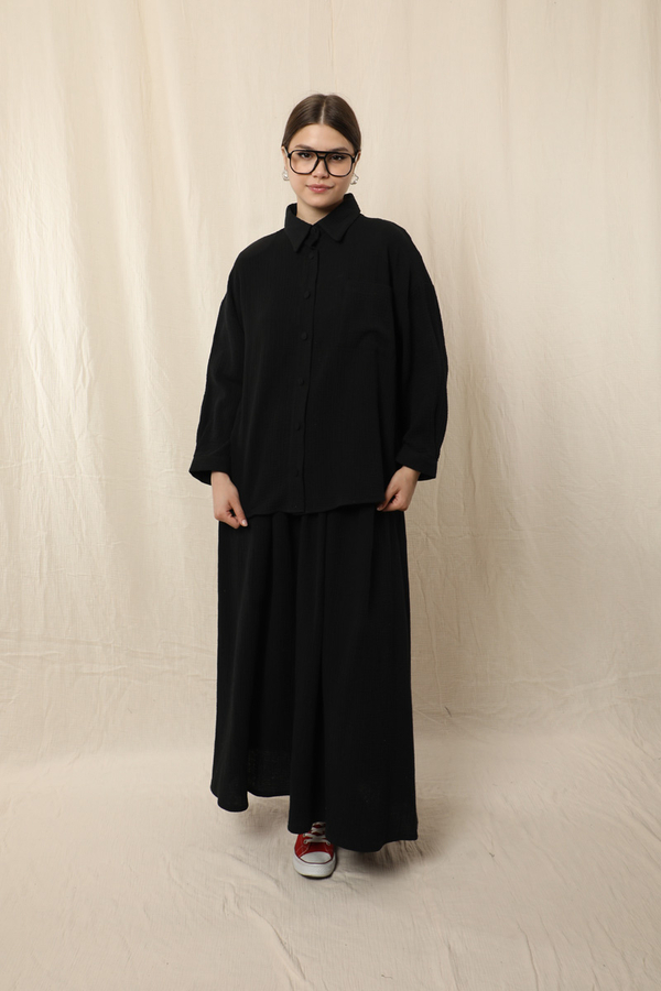 Müslin Etek Takım Siyah - 2