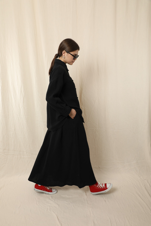 Müslin Etek Takım Siyah - 9