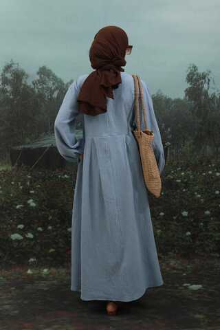 Müslin Klasik Elbise Bebe Mavisi - 9