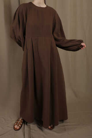 Müslin Klasik Elbise Kahve - 1