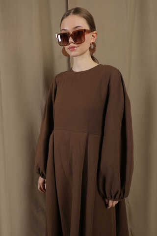 Müslin Klasik Elbise Kahve - 3