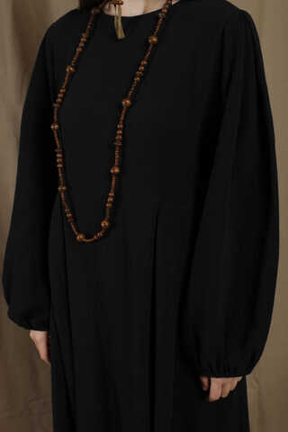 Müslin Klasik Elbise Siyah - 4