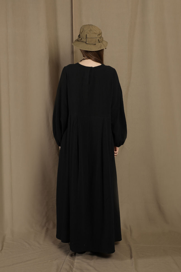 Müslin Klasik Elbise Siyah - 6