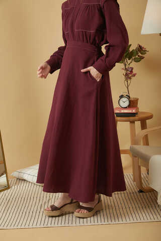 Muslin Skirt Burgundy - 5