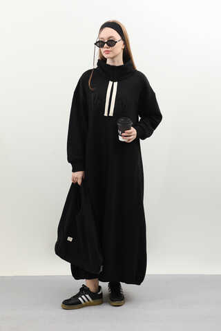 Nakışlı Spor Elbise Siyah - 1