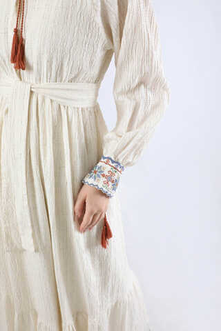 Nakışlı Bebe Yaka Elbise Lila - 4