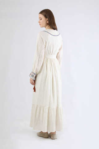 Nakışlı Bebe Yaka Elbise Lila - 5