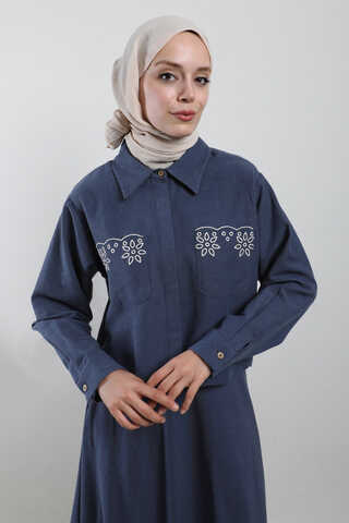 Nakışlı Etek Takım Lacivert - 1