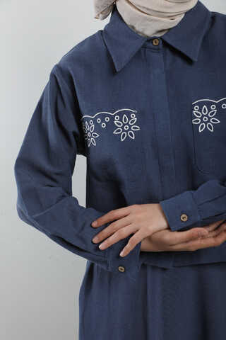 Nakışlı Etek Takım Lacivert - 3