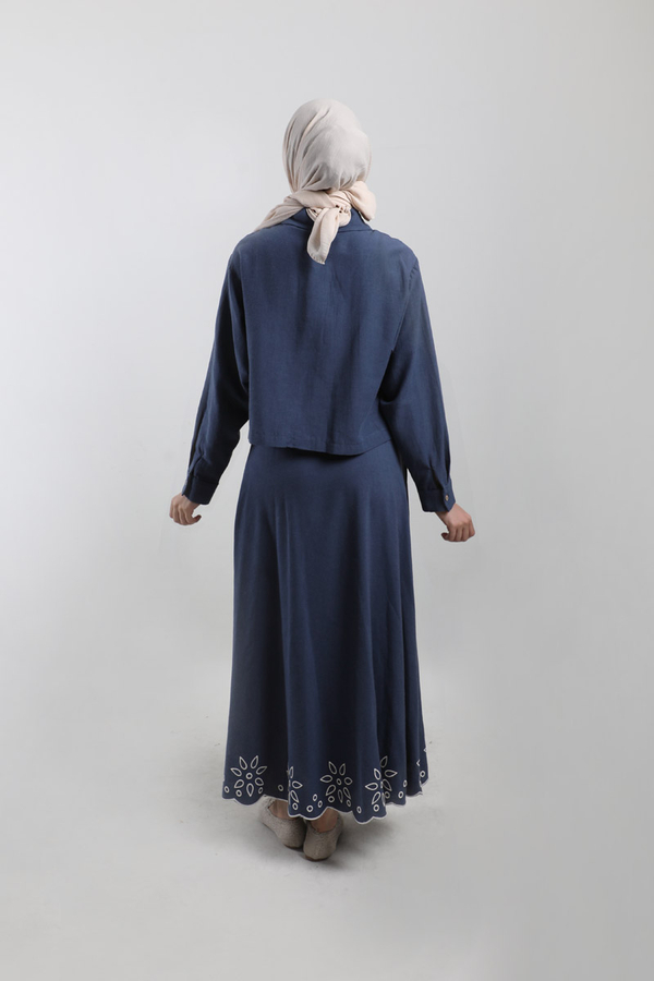 Nakışlı Etek Takım Lacivert - 6