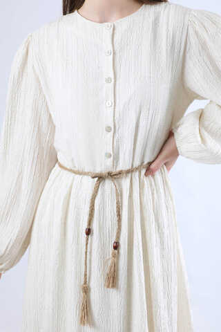 Nakışlı Krinkıl Elbise Mint - 4