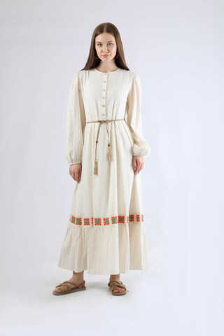 Nakışlı Krinkıl Elbise Mint - 3