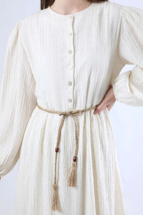 Nakışlı Krinkıl Elbise Mint - 4