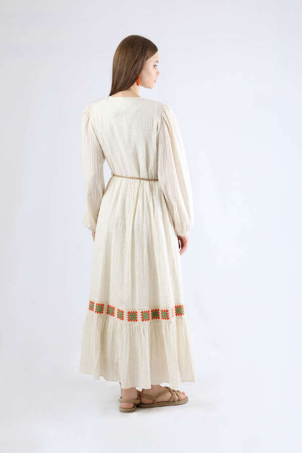 Nakışlı Krinkıl Elbise Mint - 5