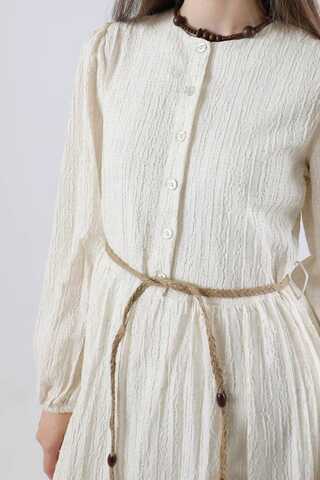 Nakışlı Krinkıl Elbise Pudra - 4