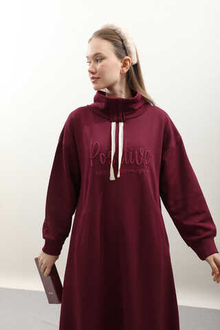 Nakışlı Spor Elbise Bordo - 4