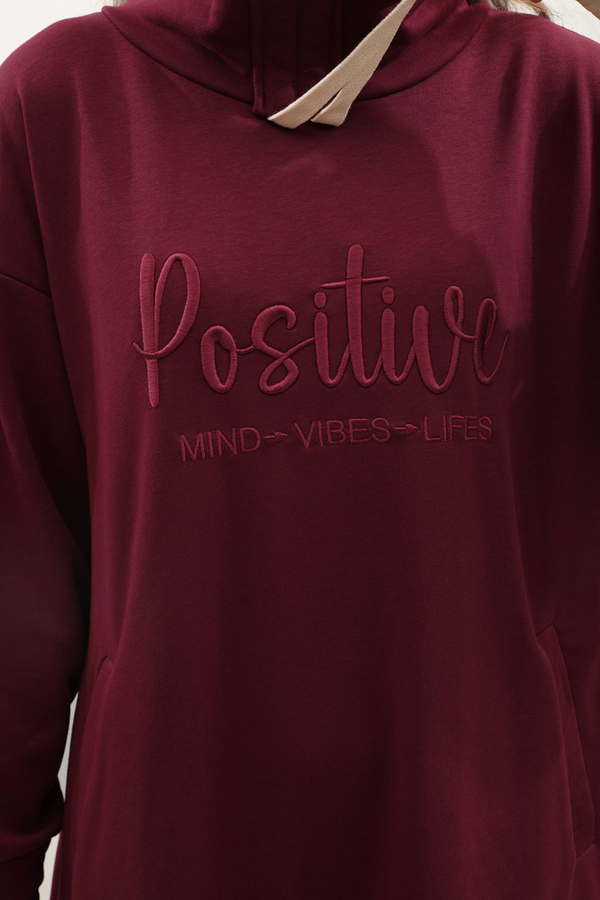 Nakışlı Spor Elbise Bordo - 6