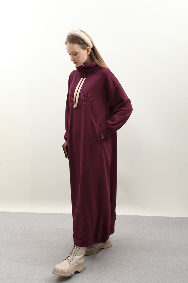 Nakışlı Spor Elbise Bordo - 2